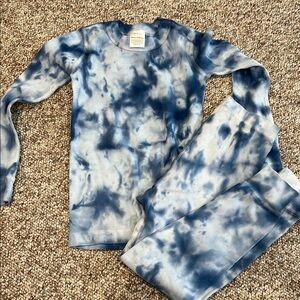 Hanna Andersson Kids Navy and White Pajama Set